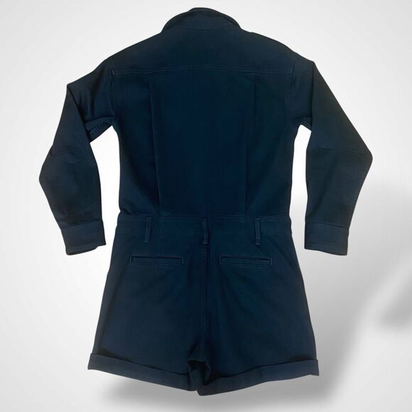 Current Elliott Denim Women Shortall Romper Size M (CE1) Black Cotton Button Fly - Picture 2 of 10